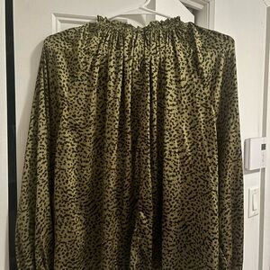 H&M Olive and Black Patterned Blouse